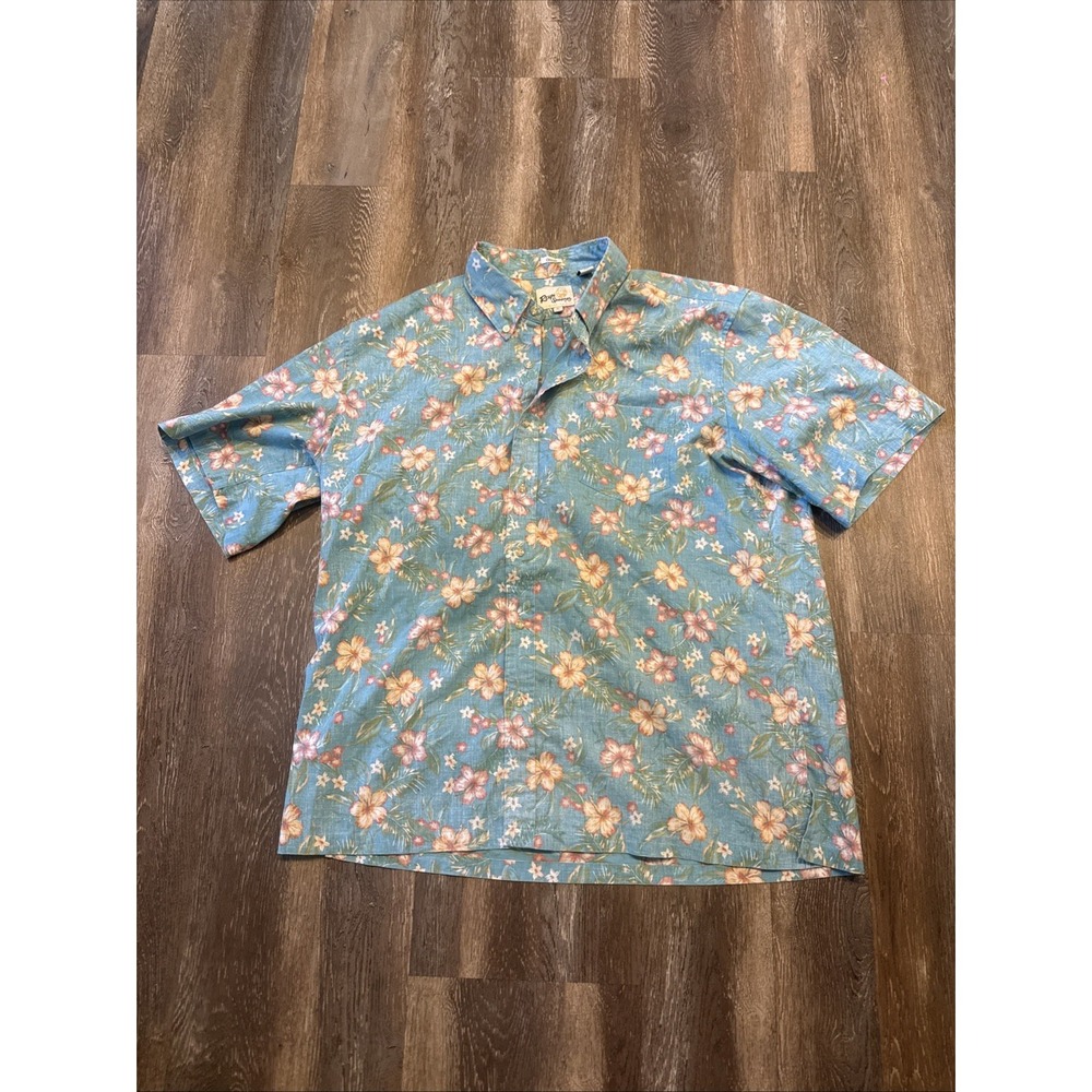 Reyn Spooner Limited Issue Hawaiian Shirt Men's XL Blue Floral Hibiscus Aloha